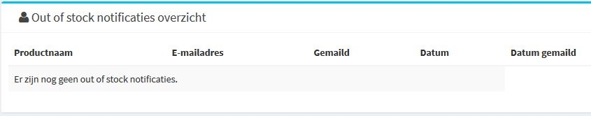 Out of Stock Notificatie overzicht