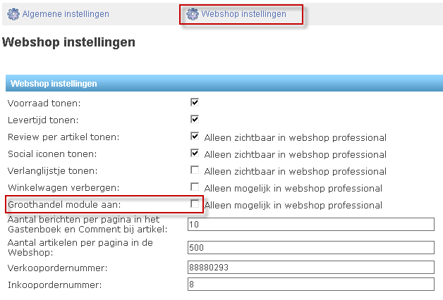 Groothandel module webwinkel