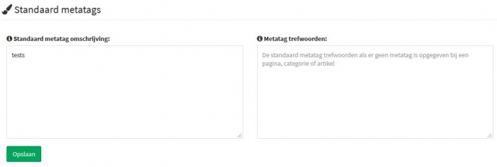 beheer standaard metatags