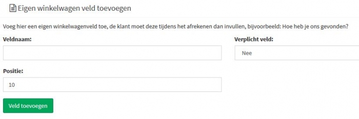 invulvelden voor eigen winkelwagen opgeven