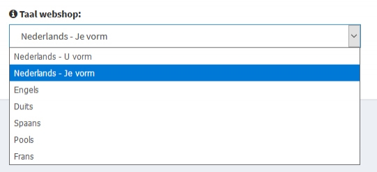 standaard taal webshop instellen