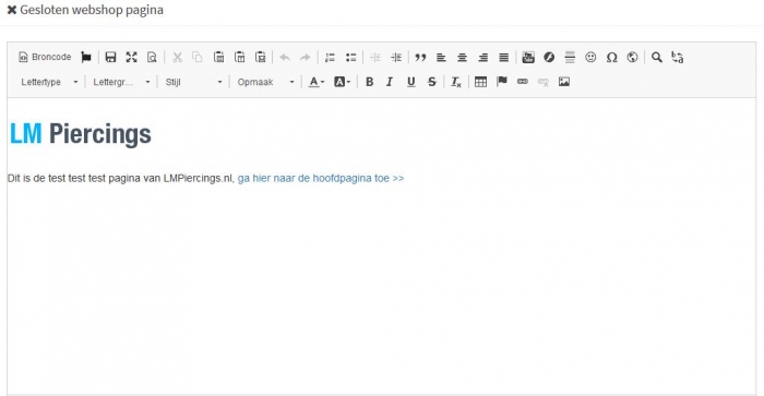 tekst opgeven gesloten webshop