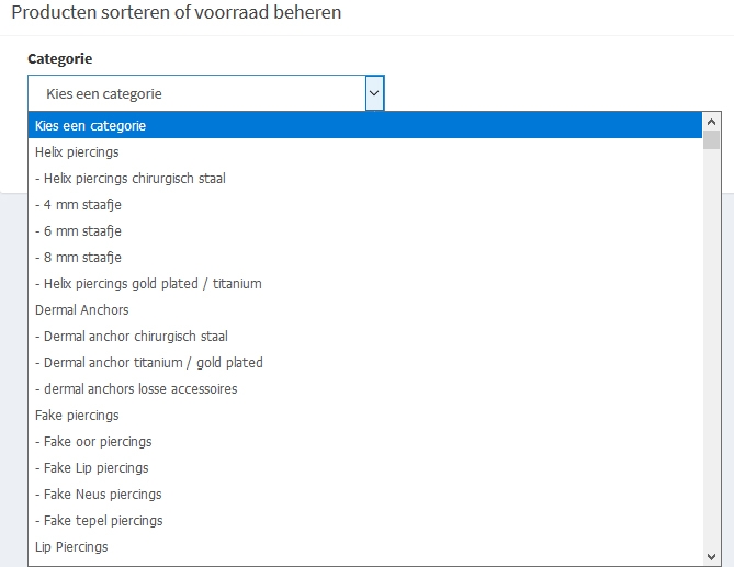 kies categorie