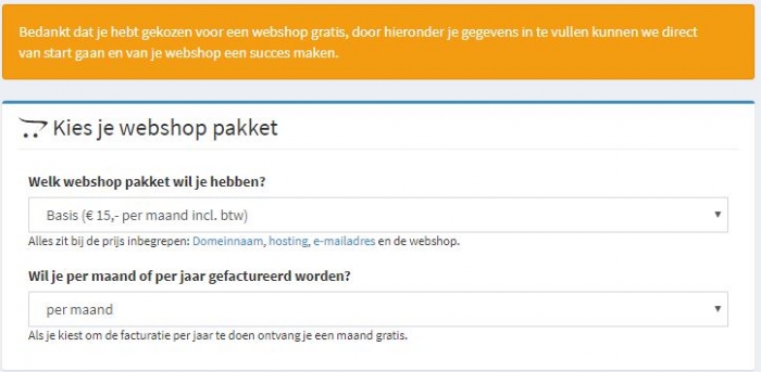 Kies je webshop pakket