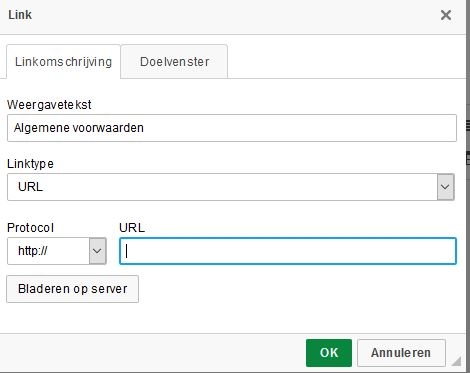 teksten linken aan pagina algemene voorwaarden