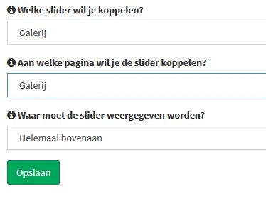 slider koppelen aan pagina