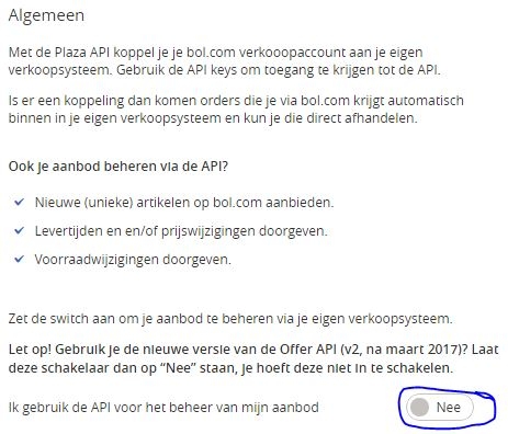 API beheren op nee zetten