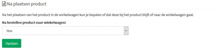 na plaatsen product in winkelwage