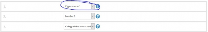 voorbeeld eigen menu 1 in template selecteren