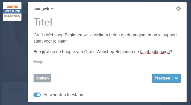 antwoorden activeren bij Tumblr