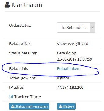 betaallink via order verzenden