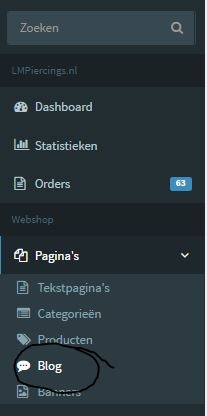 blog menu beheerpagina