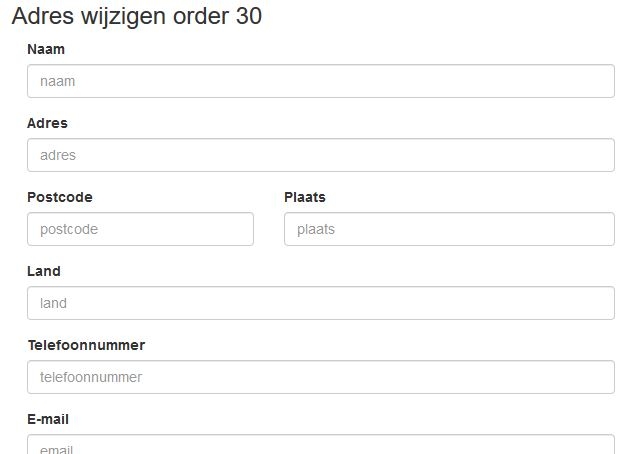 adres gegevens wijzingen inkooporder