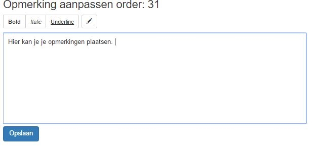 opmerking aanpassen inkooporder