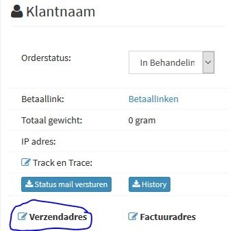 verzendgegevens