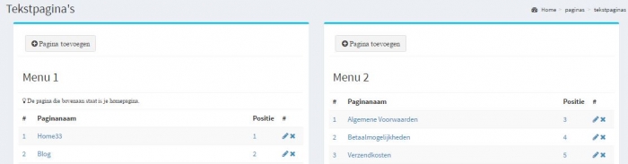 overzicht tekstpaginas