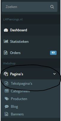 tekstpagina beheerpagina