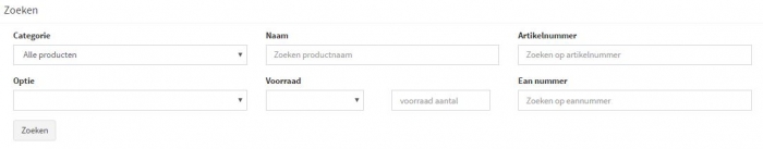 producten zoeken op beheerpagina